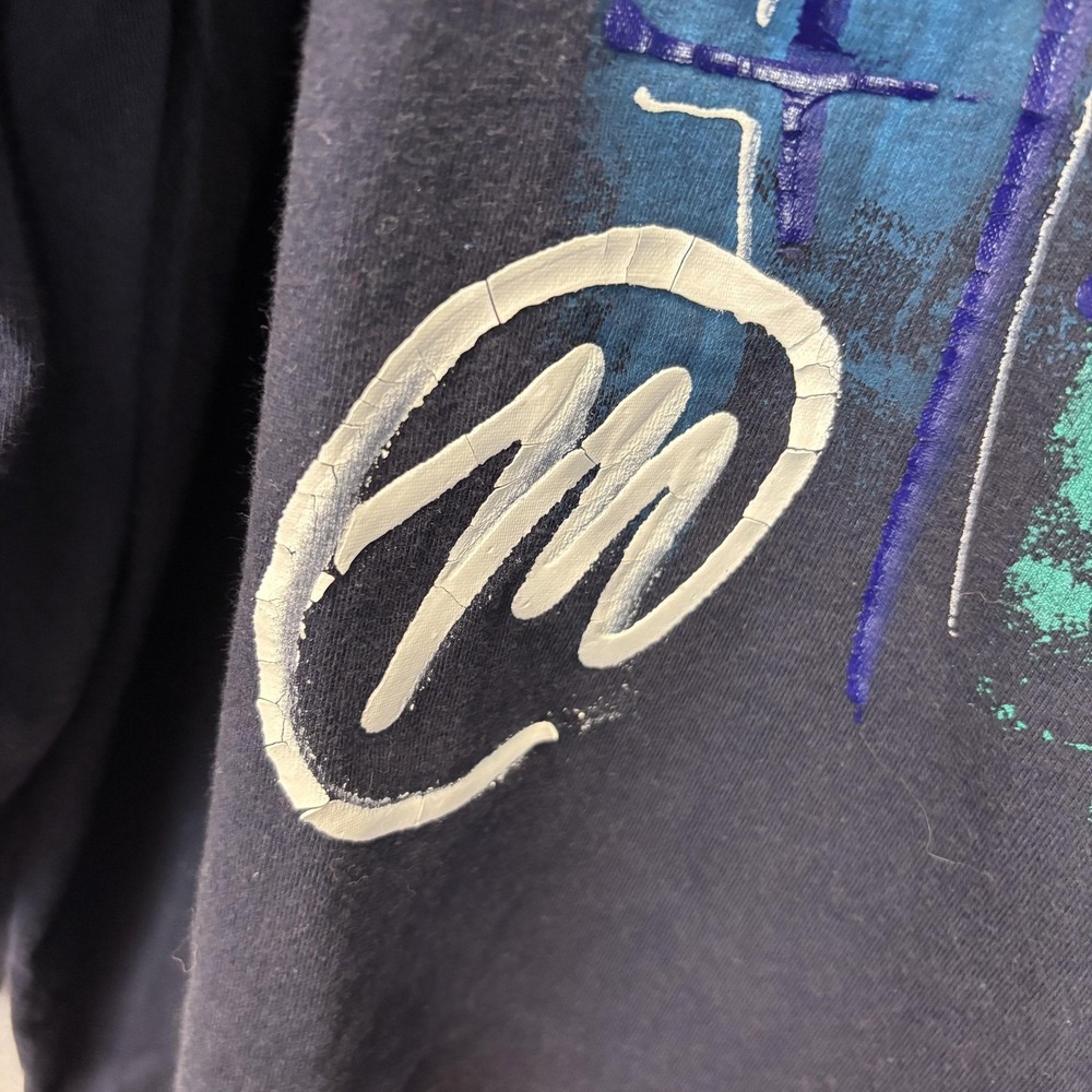 Vintage Y2K Miskeen Originals Hand Painted Shirt Mens 2XL Navy Graphic Art 2000s - Picture 10 of 12
